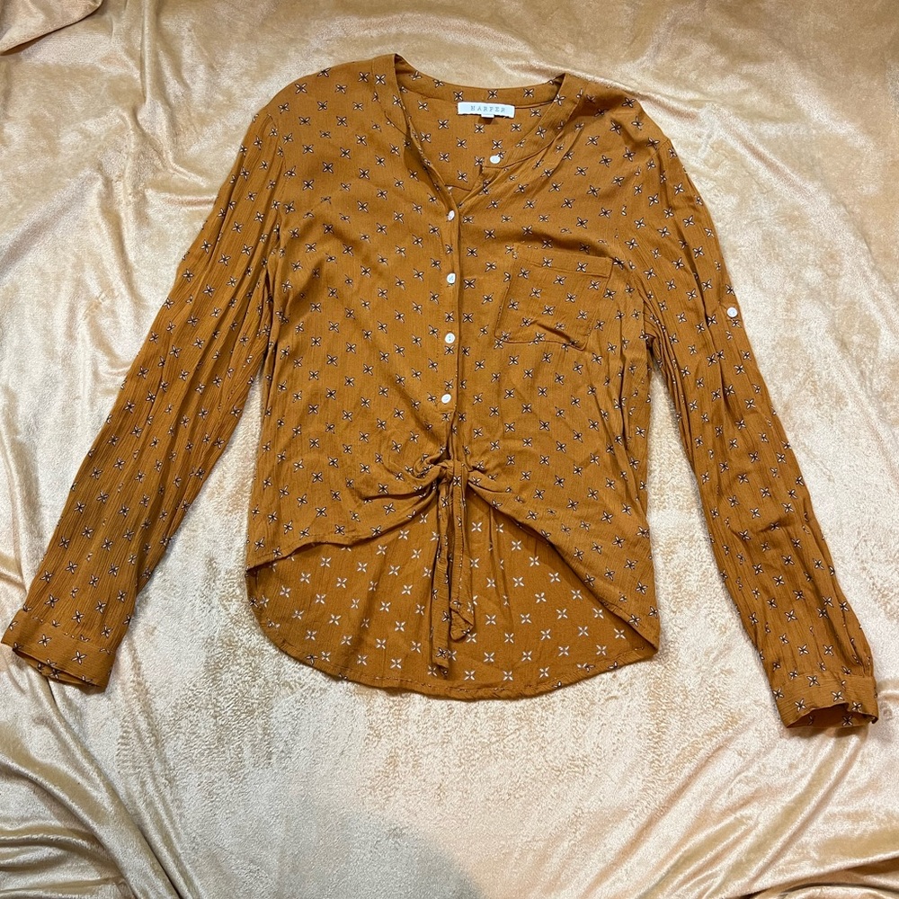 Harper Orange Button Down Blouse